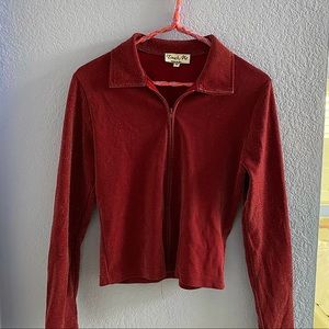 Vintage Red Collared Zip Up